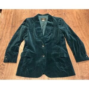 SSA Emerald Green Velvet Blazer Vintage Made in Japan Cotton Size 10 Womens